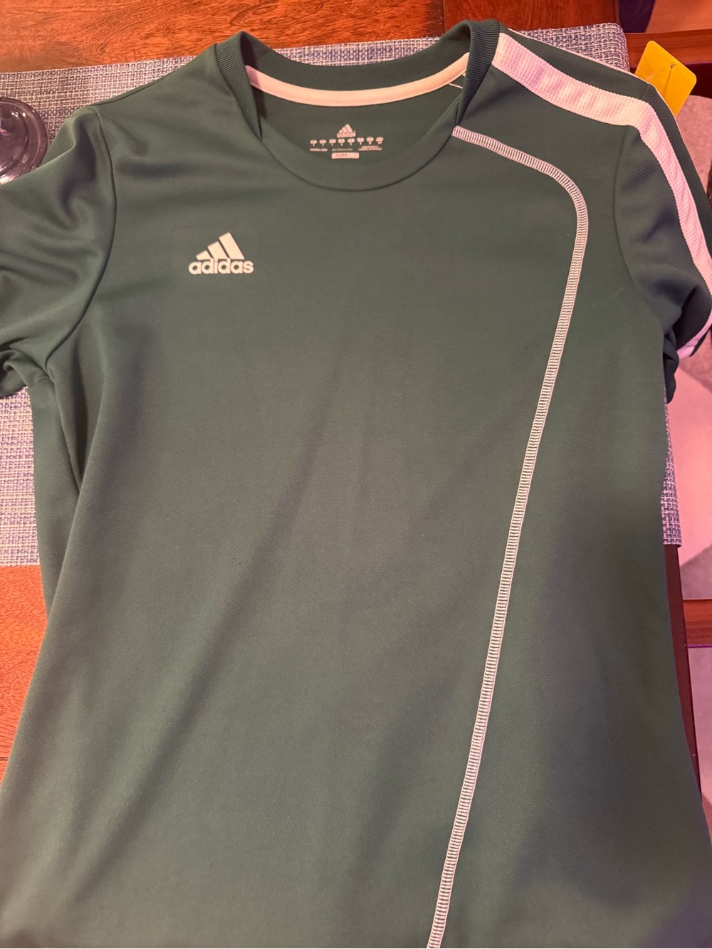 adidas Dark Green Climacool Tee with White Logo